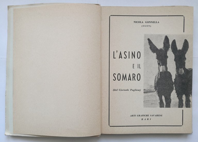 L'ASINO E IL SOMARO di Nicola Gonnella libro dialetto barese …