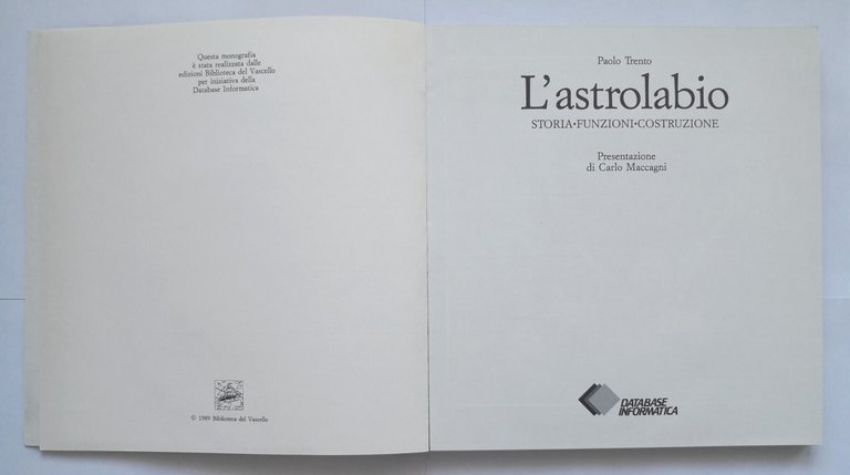 L'ASTROLABIO storia funzioni di Paolo Trento 1989 Biblioteca del Vascello …
