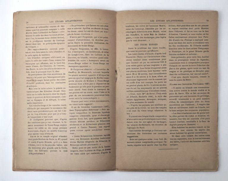 L'ATLANTIDE DEVANT L'HISTOIRE di Abensour L'IRLANDE MYTHIQUE Devigne 1928 Libro