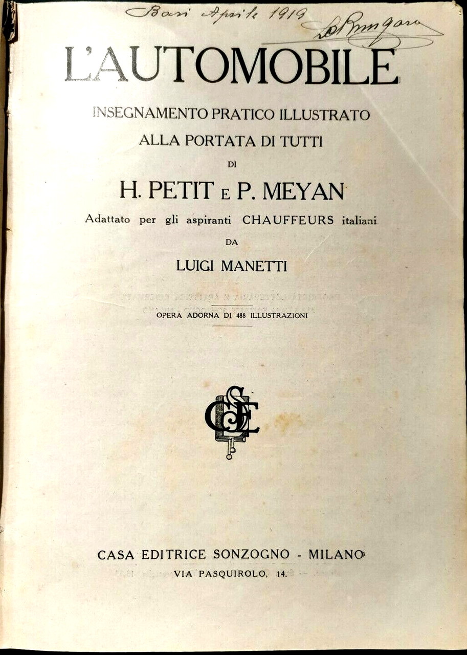 L'AUTOMOBILE insegnamento pratico illustrato di H Petit e P Meyan …