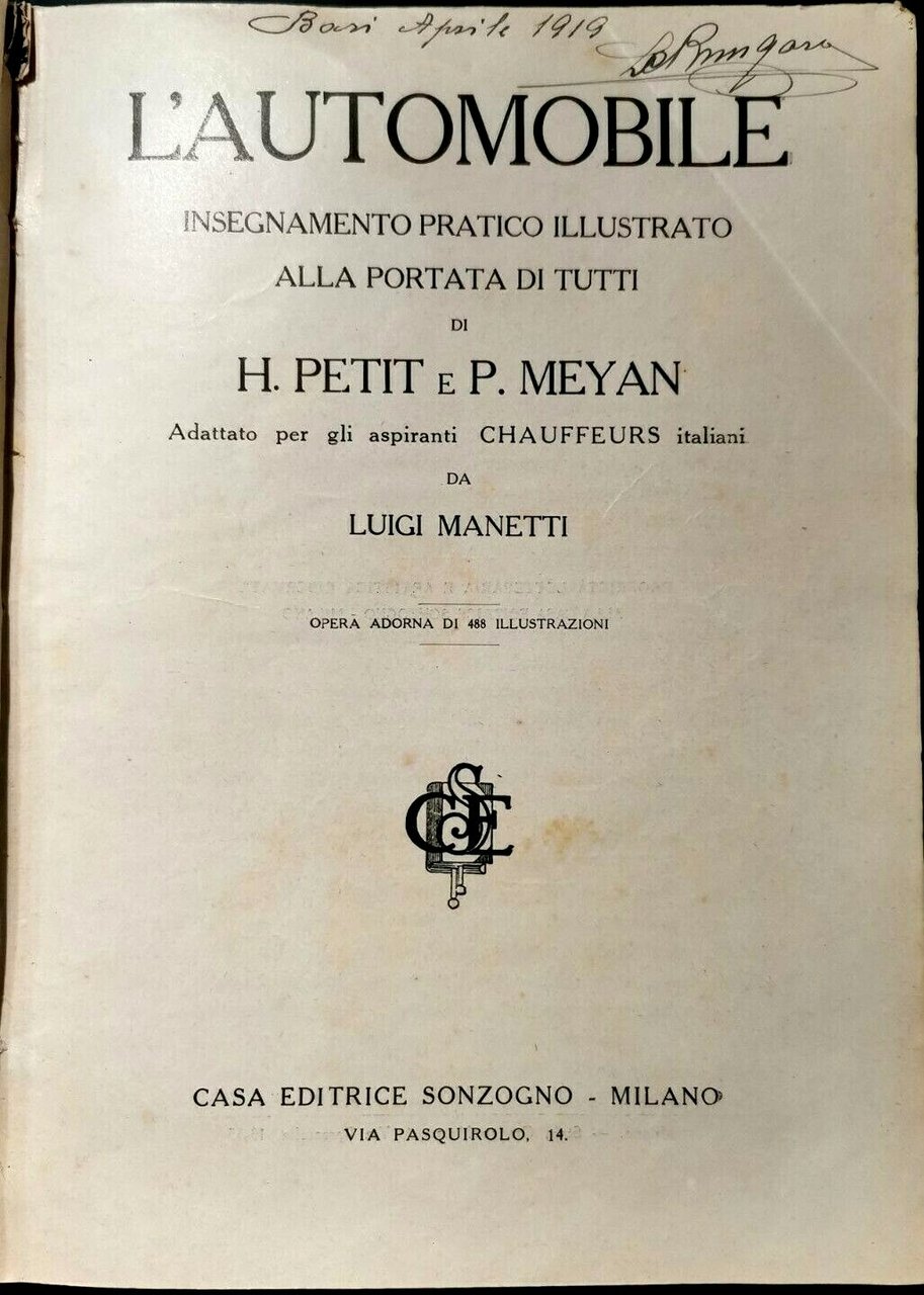 L'AUTOMOBILE insegnamento pratico illustrato di H Petit e P Meyan …