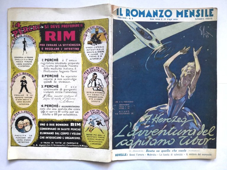 L'AVVENTURA DEL CAPITANO TIBOR di Herczeg 1933 il romanzo mensile …