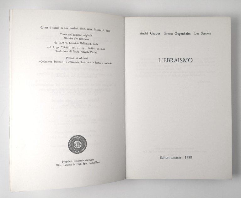 L'EBRAISMO a cura di Henry Charles Puech 1988 Laterza Libro …