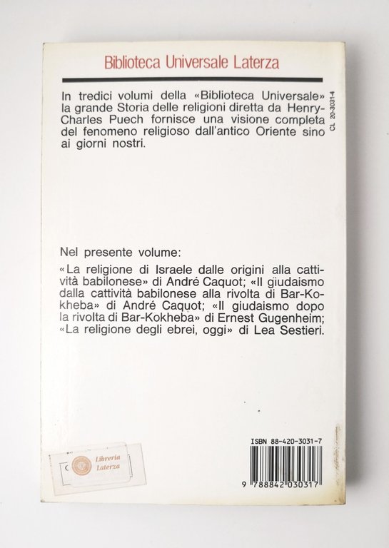 L'EBRAISMO a cura di Henry Charles Puech 1988 Laterza Libro …