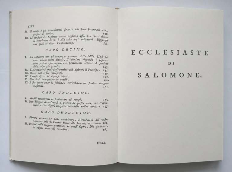 L'ECCLESIASTE DI SALOMONE 1988 Edizioni Analisi libro reprint edizione 1773