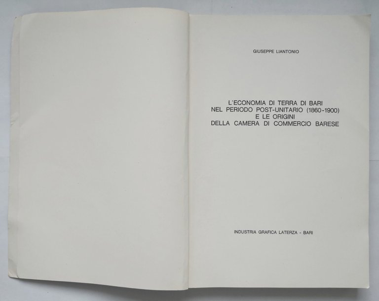 L'ECONOMIA DI TERRA DI BARI NEL PERIODO POST UNITARIO 1860 …