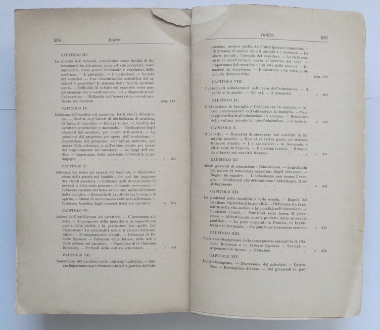 L'EDUCAZIONE DEL CARATTERE di Alessandro Martin 1903 Laterza Libro I …