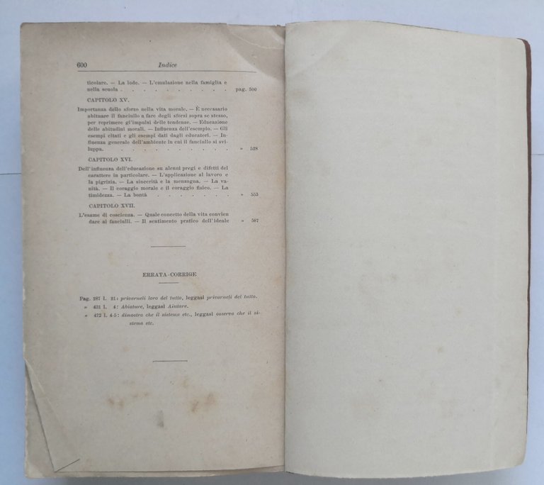 L'EDUCAZIONE DEL CARATTERE di Alessandro Martin 1903 Laterza Libro I …