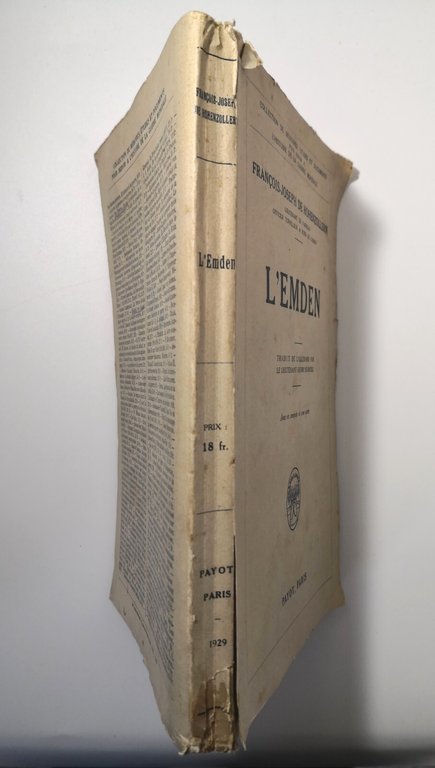 L'EMDEN di Francois Joseph De Hohenzollern 1929 Payot LIbro I …
