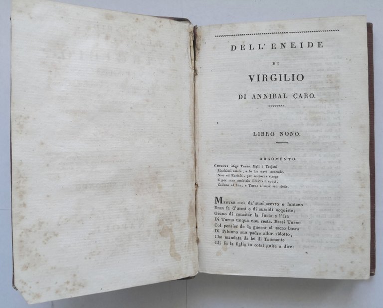 L'ENEIDE DI VIRGILIO Annibal Caro volume 2 1826 Stamperia Francese …