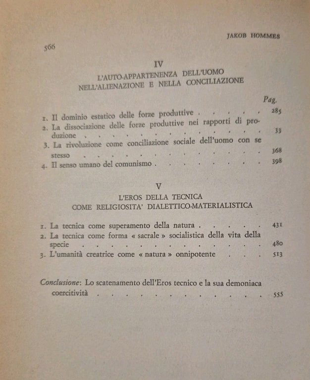 L'EROS DELLA TECNICA di Jakob Hommes 1970 Abete Libro Saggio …