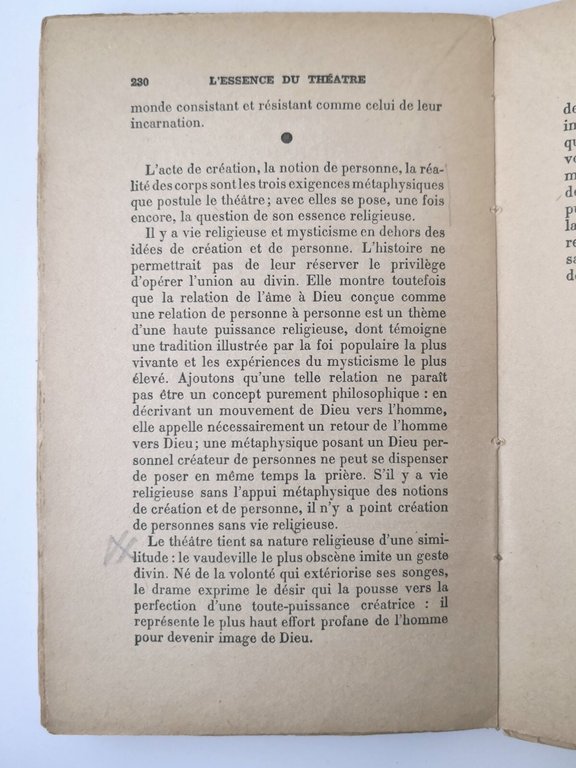L'ESSENCE DU THEATRE di Henri Gouhier 1948 Librairie Plon Libro …