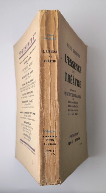 L'ESSENCE DU THEATRE di Henri Gouhier 1948 Librairie Plon Libro …