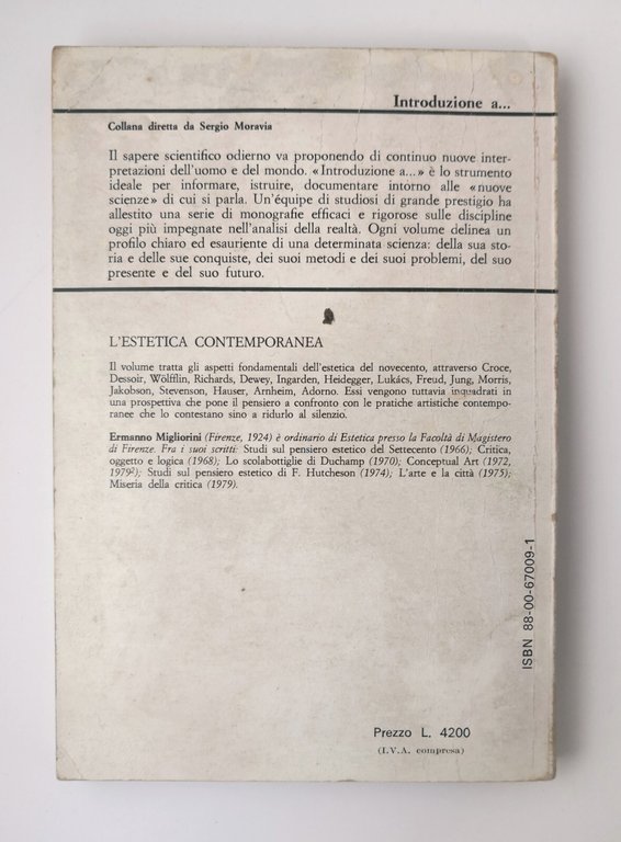 L'ESTETICA CONTEMPORANEA di Ermanno Migliorini 1980 Le Monnier libro filosofia