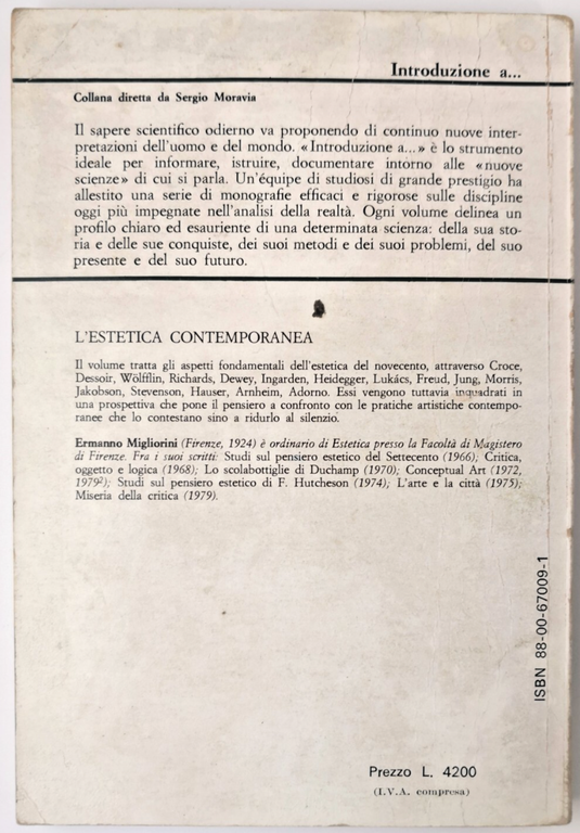 L'ESTETICA CONTEMPORANEA di Ermanno Migliorini 1980 Le Monnier libro filosofia