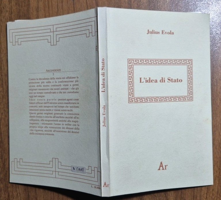 L'IDEA DI STATO di Julius Evola 1994 Edizioni Ar Libro