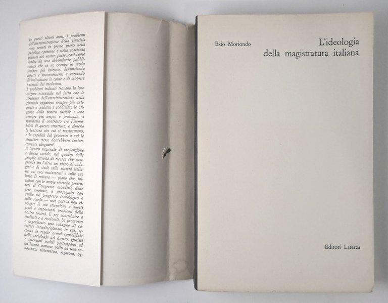 L'IDEOLOGIA DELLA MAGISTRATURA ITALIANA di Ezio Moriondo 1967 Laterza Libro
