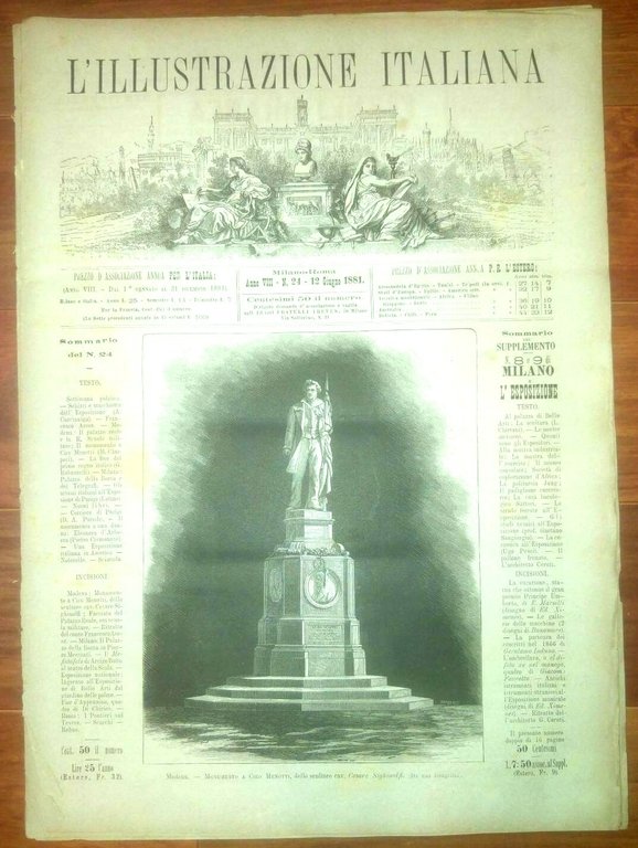 L'ILLUSTRAZIONE ITALIANA 12 giugno 1881 Modena Pontieri Tevere rivista antica 
