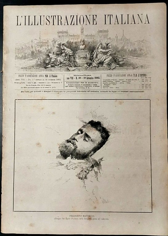 L'ILLUSTRAZIONE ITALIANA 18 settembre 1881 giornale antico Lago di Como …