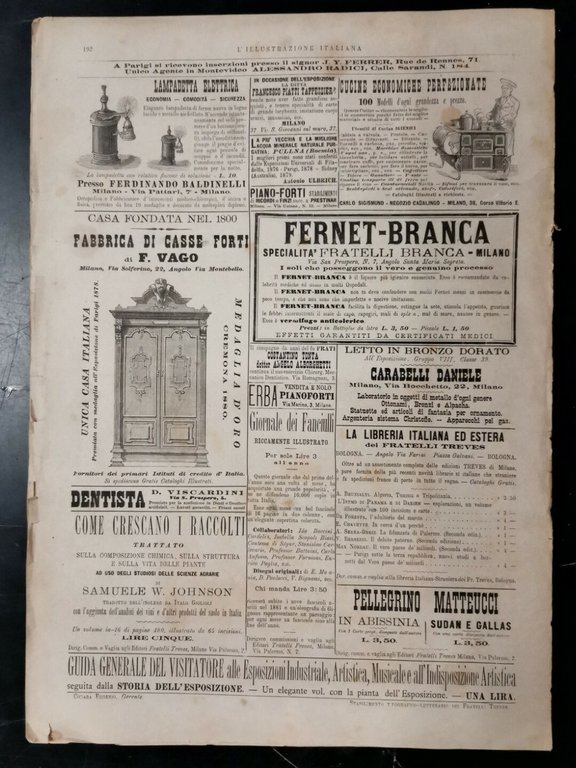 L'ILLUSTRAZIONE ITALIANA 18 settembre 1881 giornale antico Lago di Como …
