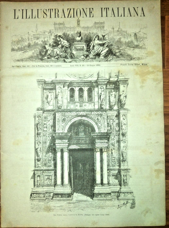 L'ILLUSTRAZIONE ITALIANA 19 giugno 1881 Ferrovia Pavia Calderon rivista antica