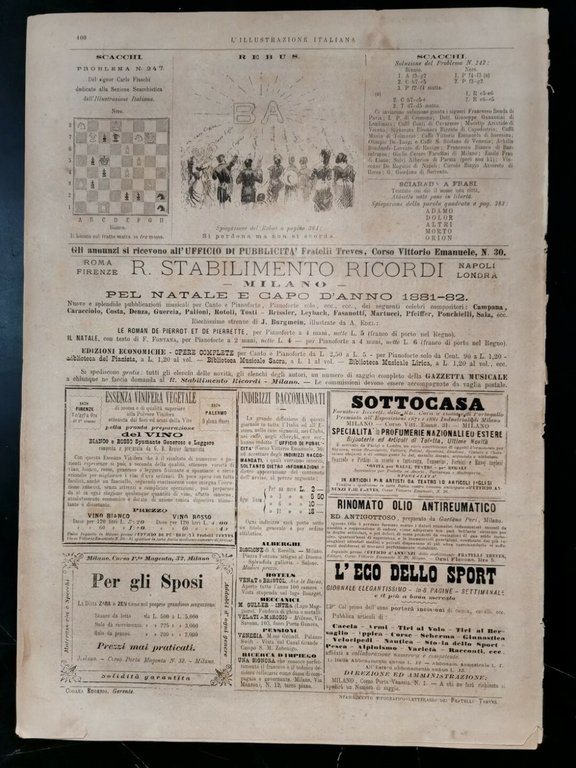 L'ILLUSTRAZIONE ITALIANA del 18 dicembre 1881 giornale antico illustrato vintage