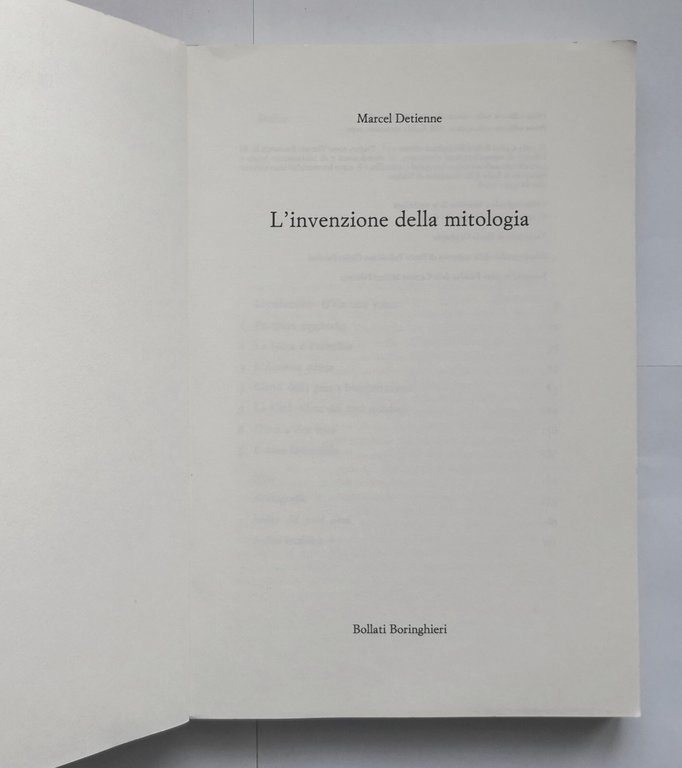 L'INVENZIONE DELLA MITOLOGIA di Marcel Detienne 2000 Bollati Boringhieri Libro