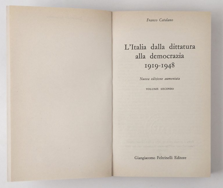 L'ITALIA DALLA DITTATURA ALLA DEMOCRAZIA 1919 1948 di F Catalano …