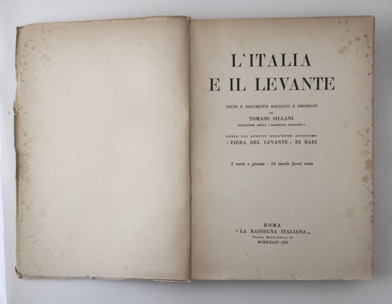 L'ITALIA E IL LEVANTE di Tomaso Sillani 1934 La Rassegna …