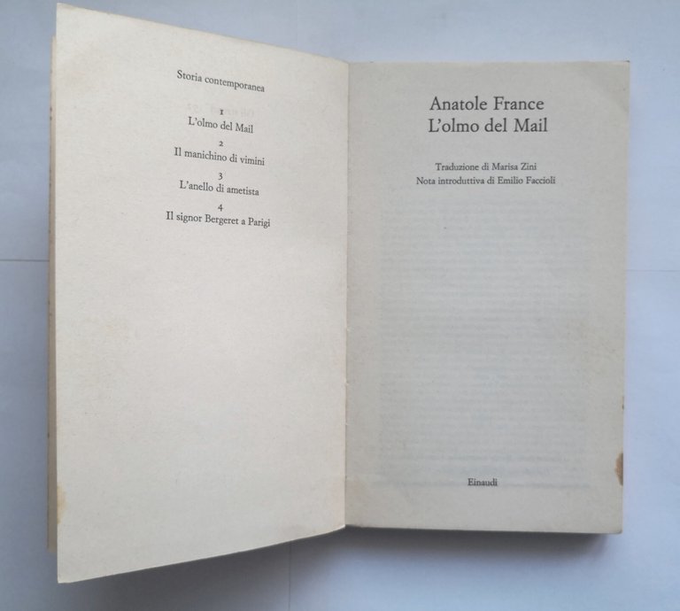 L'OLMO DEL MAIL di Anatole France 1976 Einaudi libro scritto …
