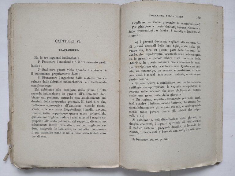 L'ONANISMO NELLA DONNA di Pouillet 1898 Capaccini Libro Antico psicopatia …