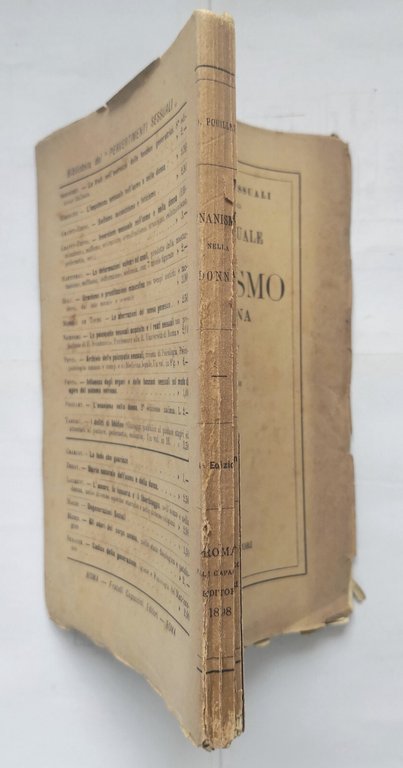 L'ONANISMO NELLA DONNA di Pouillet 1898 Capaccini Libro Antico psicopatia …