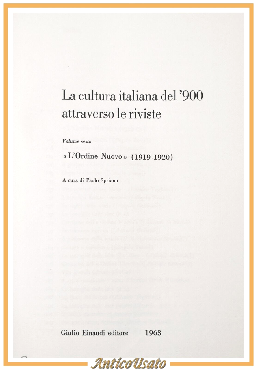 L'ORDINE NUOVO di Paolo Spriano 1963 Einaudi cultura italiana attraverso …