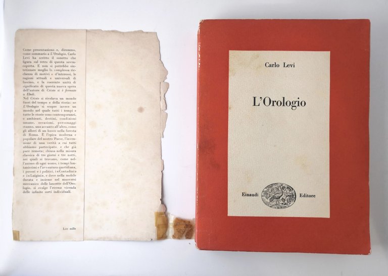 L'OROLOGIO di Carlo Levi 1950 Einaudi Saggi Libro Romanzo I …