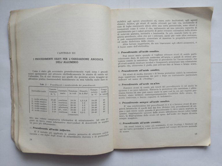 L'OSSIDAZIONE ANODICA DELL'ALLUMINIO di Lino Bresciani 1963 Delfino libro sulla