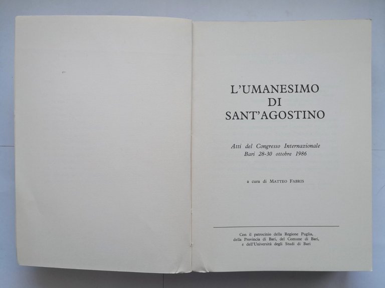 L'UMANESIMO DI SANT'AGOSTINO Matteo Fabris 1988 Levante Libro atti del …
