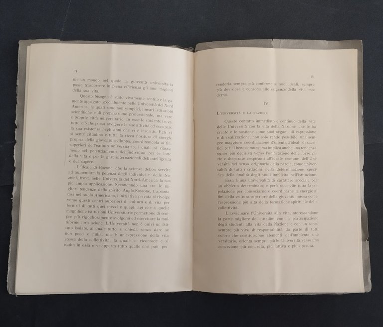 L'UNIVERSITÀ E LA VITA DISCORSO di Giacomo Tauro 1928 AUTOGRAFATO …