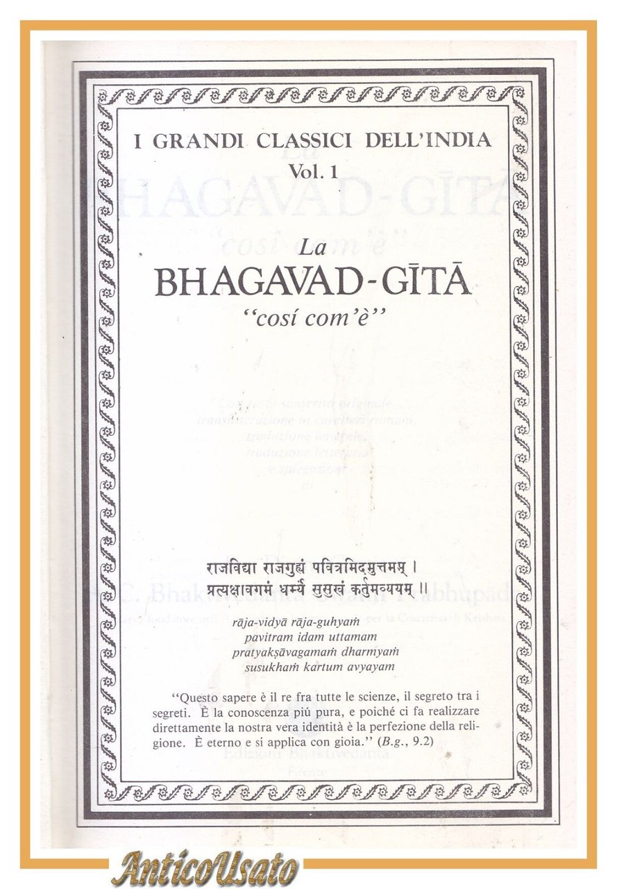 LA BHAGAVAD GITA cosi com'è 1981 Classici dell'India libro trad …