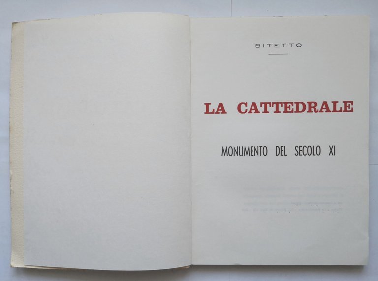 LA CATTEDRALE MONUMENTO DEL SECOLO XI 1960 di Bitetto dedica …