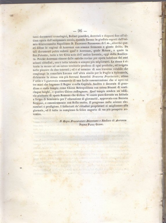 LA CHIESA METROPOLITANA ACHERUNTINA di Felice Torelli 1852 Acerenza libro …
