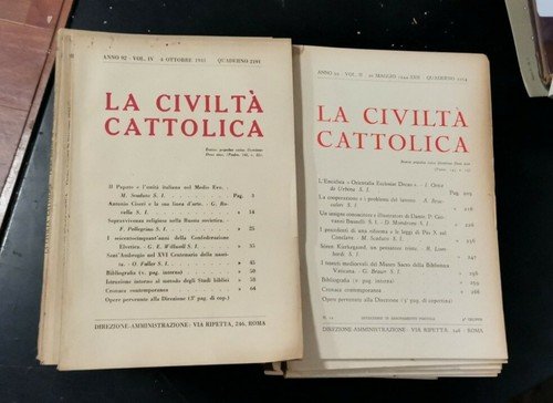 LA CIVILTÀ CATTOLICA - 104 NUMERI 1941 1947 rivista fascismo …