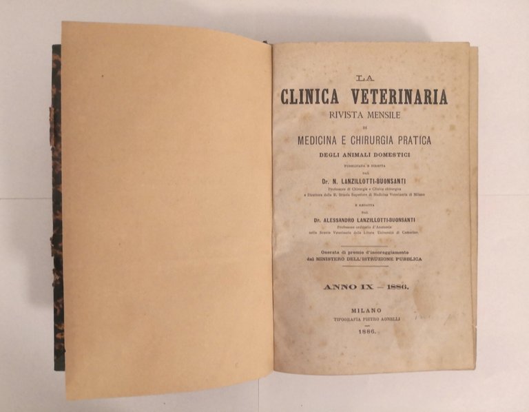 LA CLINICA VETERINARIA annata complet 1886 di Lanzillotti Buonsanti Libro …