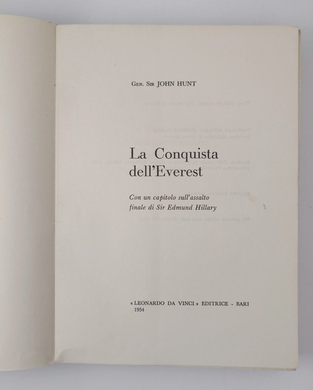 LA CONQUISTA DELL'EVEREST di John Hunt 1954 Libro Montagna Alpinismo …