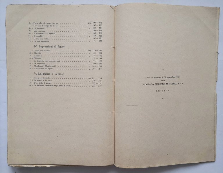 LA CORSA DEL TEMPO di Silvio Benco 1922 Tipografia Moderna …