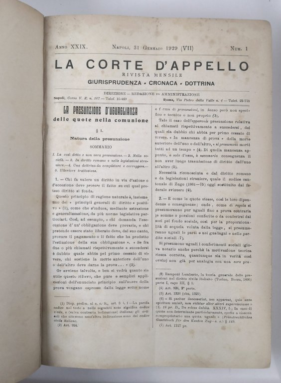 LA CORTE D'APPELLO raccolta di riviste 1929 1932 annate complete …