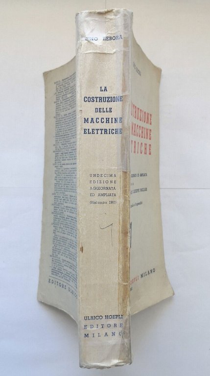 LA COSTRUZIONE DELLE MACCHINE ELETTRICHE di Gino Rebora 1961 Hoepli …