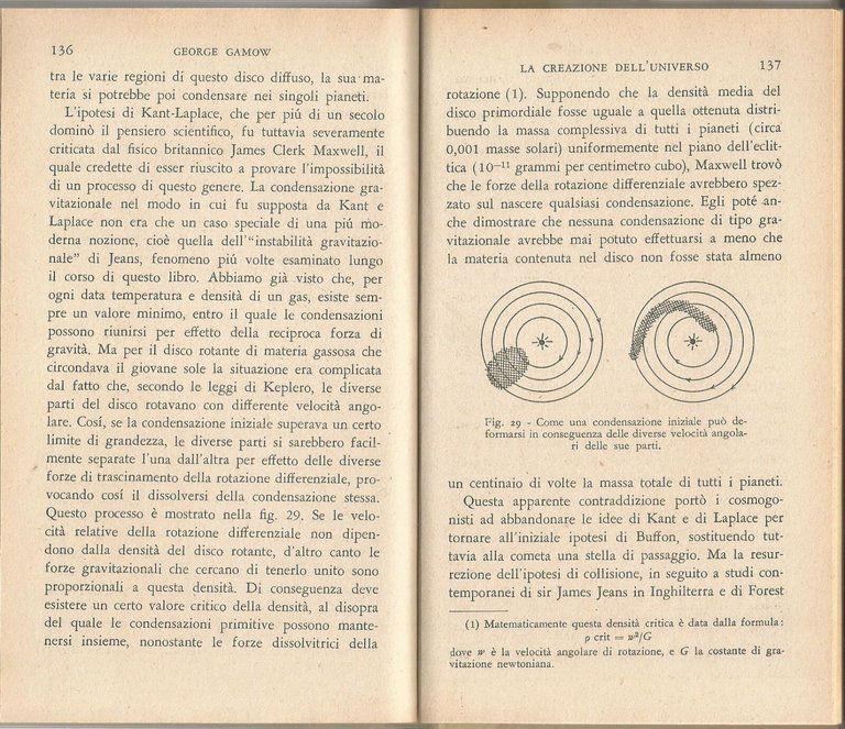 LA CREAZIONE DELL'UNIVERSO di George Gamow 1956 Mondadori libro astronomia …