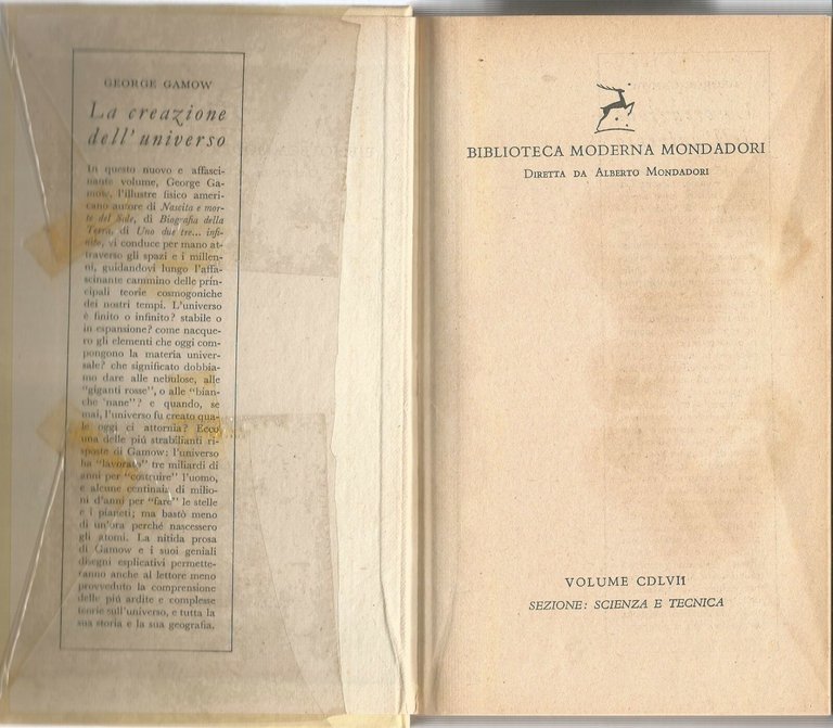 LA CREAZIONE DELL'UNIVERSO di George Gamow 1956 Mondadori libro astronomia …