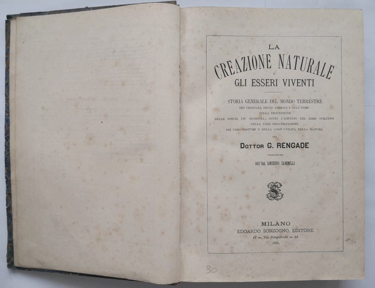 LA CREAZIONE NATURALE E GLI ESSERI VIVENTI di Giulio Rengade …