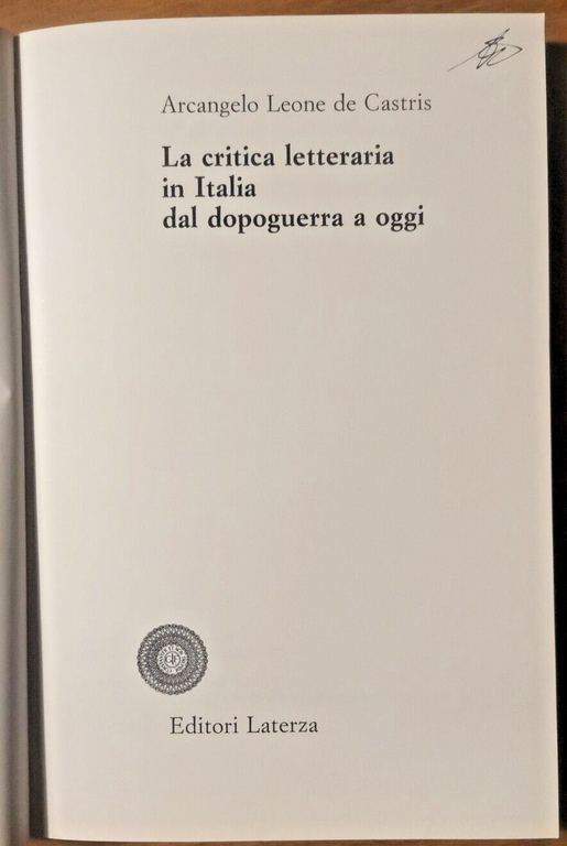 LA CRITICA LETTERARIA IN ITALIA DAL DOPOGUERRA AD OGGI di …